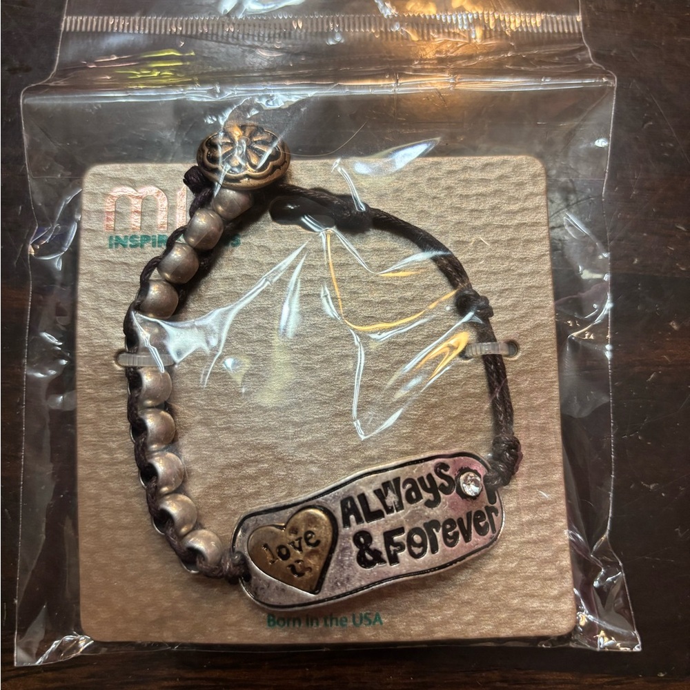 Mia Inspirations Brown Corded Bracelet w/ Rhinestones and beads.